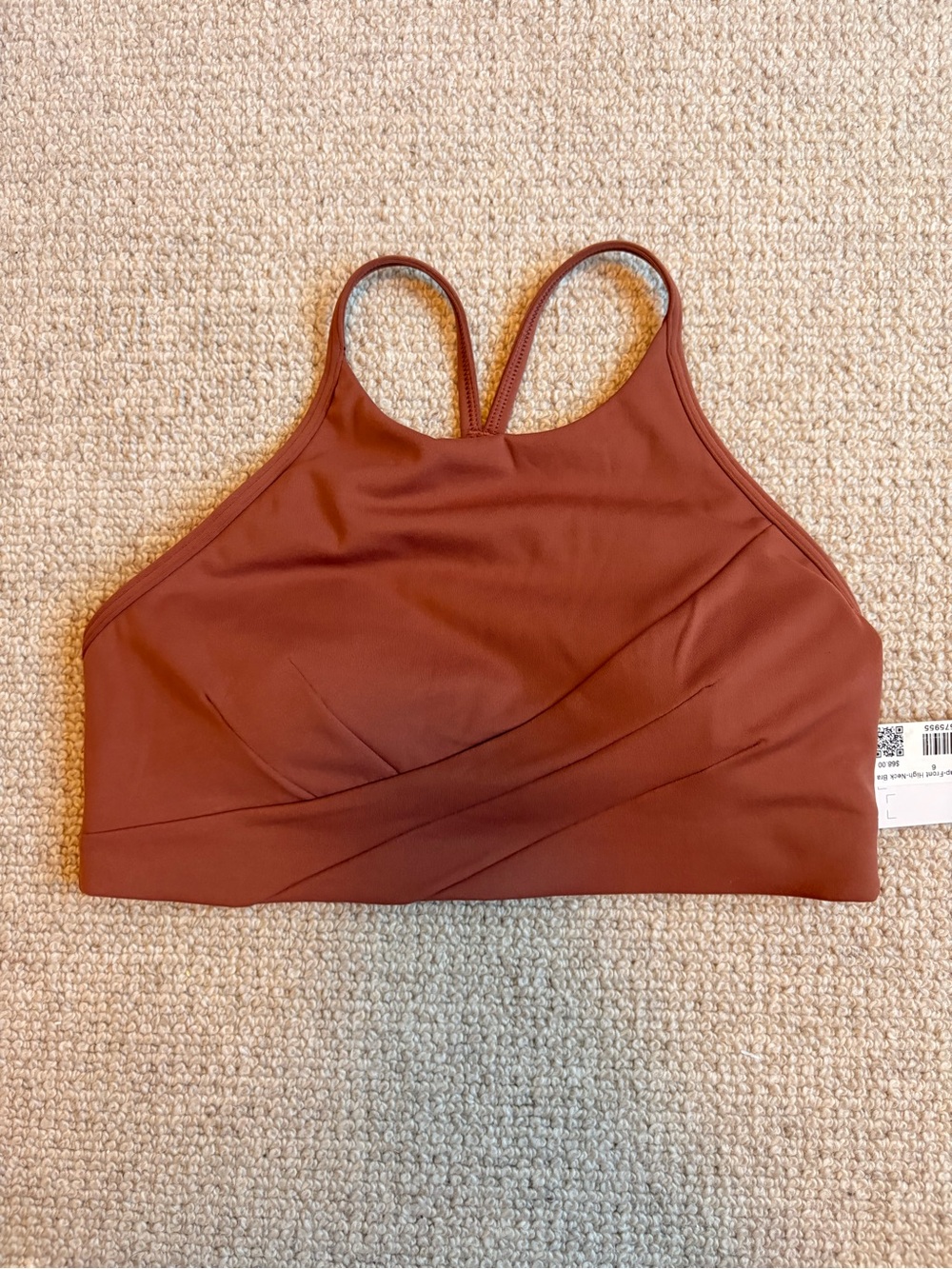 lululemon athletica Flow Y Wrap-Front High-Neck Bra in rusty brown